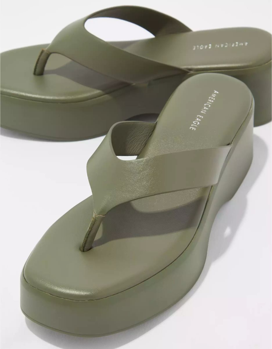 Sandales American Eagle AE Y2K Lanières Plateforme Vert Olive Femme | JKT-62591747